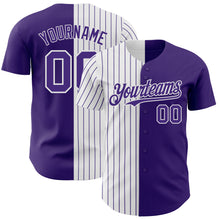 Load image into Gallery viewer, Custom Purple White-Purple Pinstripe Authentic Split Fashion Baseball Jersey
