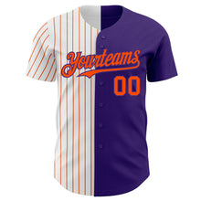 Load image into Gallery viewer, Custom Purple White-Orange Pinstripe Authentic Split Fashion Baseball Jersey
