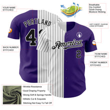 Load image into Gallery viewer, Custom Purple White-Black Pinstripe Authentic Split Fashion Baseball Jersey
