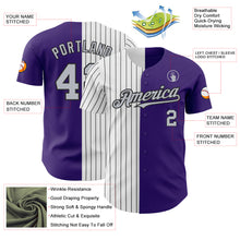 Load image into Gallery viewer, Custom Purple Gray-Black Pinstripe Authentic Split Fashion Baseball Jersey
