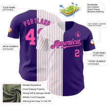 Load image into Gallery viewer, Custom Purple White-Pink Pinstripe Authentic Split Fashion Baseball Jersey
