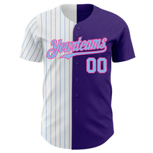 Load image into Gallery viewer, Custom Purple Pink-Light Blue Pinstripe Authentic Split Fashion Baseball Jersey
