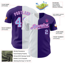 Load image into Gallery viewer, Custom Purple Pink-Light Blue Pinstripe Authentic Split Fashion Baseball Jersey
