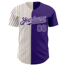 Load image into Gallery viewer, Custom Purple Cream-Purple Pinstripe Authentic Split Fashion Baseball Jersey
