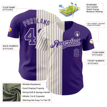 Load image into Gallery viewer, Custom Purple Cream-Purple Pinstripe Authentic Split Fashion Baseball Jersey
