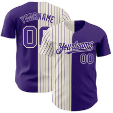 Load image into Gallery viewer, Custom Purple Cream-Purple Pinstripe Authentic Split Fashion Baseball Jersey
