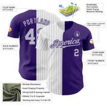 Load image into Gallery viewer, Custom Purple White-Gray Pinstripe Authentic Split Fashion Baseball Jersey
