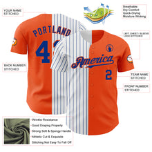 Load image into Gallery viewer, Custom Orange White-Royal Pinstripe Authentic Split Fashion Baseball Jersey
