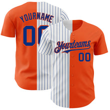 Load image into Gallery viewer, Custom Orange White-Royal Pinstripe Authentic Split Fashion Baseball Jersey
