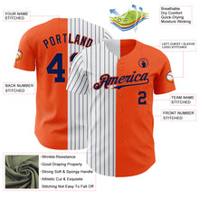 Load image into Gallery viewer, Custom Orange White-Navy Pinstripe Authentic Split Fashion Baseball Jersey
