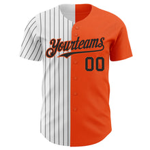 Load image into Gallery viewer, Custom Orange White-Black Pinstripe Authentic Split Fashion Baseball Jersey
