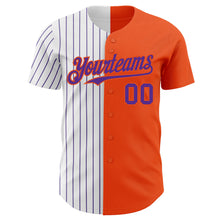 Load image into Gallery viewer, Custom Orange White-Purple Pinstripe Authentic Split Fashion Baseball Jersey
