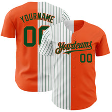 Load image into Gallery viewer, Custom Orange White-Green Pinstripe Authentic Split Fashion Baseball Jersey
