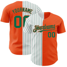 Load image into Gallery viewer, Custom Orange White-Kelly Green Pinstripe Authentic Split Fashion Baseball Jersey
