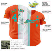 Load image into Gallery viewer, Custom Orange White-Aqua Pinstripe Authentic Split Fashion Baseball Jersey
