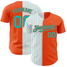 Load image into Gallery viewer, Custom Orange White-Aqua Pinstripe Authentic Split Fashion Baseball Jersey
