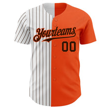 Load image into Gallery viewer, Custom Orange White-Brown Pinstripe Authentic Split Fashion Baseball Jersey
