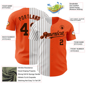 Custom Orange White-Brown Pinstripe Authentic Split Fashion Baseball Jersey