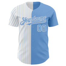 Load image into Gallery viewer, Custom Light Blue White-Light Blue Pinstripe Authentic Split Fashion Baseball Jersey
