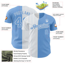 Load image into Gallery viewer, Custom Light Blue White-Light Blue Pinstripe Authentic Split Fashion Baseball Jersey
