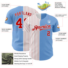 Load image into Gallery viewer, Custom Light Blue White-Red Pinstripe Authentic Split Fashion Baseball Jersey
