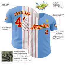 Load image into Gallery viewer, Custom Light Blue Yellow-Red Pinstripe Authentic Split Fashion Baseball Jersey
