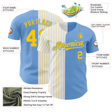 Load image into Gallery viewer, Custom Light Blue White-Yellow Pinstripe Authentic Split Fashion Baseball Jersey
