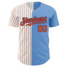 Load image into Gallery viewer, Custom Light Blue Royal-Orange Pinstripe Authentic Split Fashion Baseball Jersey
