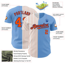 Load image into Gallery viewer, Custom Light Blue Royal-Orange Pinstripe Authentic Split Fashion Baseball Jersey
