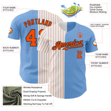 Load image into Gallery viewer, Custom Light Blue Black-Orange Pinstripe Authentic Split Fashion Baseball Jersey
