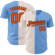 Load image into Gallery viewer, Custom Light Blue Black-Orange Pinstripe Authentic Split Fashion Baseball Jersey
