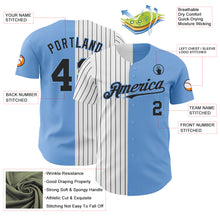 Load image into Gallery viewer, Custom Light Blue White-Black Pinstripe Authentic Split Fashion Baseball Jersey
