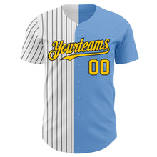 Load image into Gallery viewer, Custom Light Blue Yellow-Black Pinstripe Authentic Split Fashion Baseball Jersey
