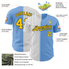 Load image into Gallery viewer, Custom Light Blue Yellow-Black Pinstripe Authentic Split Fashion Baseball Jersey
