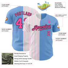 Load image into Gallery viewer, Custom Light Blue Black-Pink Pinstripe Authentic Split Fashion Baseball Jersey
