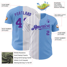 Load image into Gallery viewer, Custom Light Blue White-Purple Pinstripe Authentic Split Fashion Baseball Jersey
