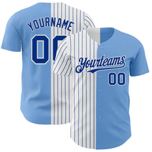 Load image into Gallery viewer, Custom Light Blue White-Royal Pinstripe Authentic Split Fashion Baseball Jersey
