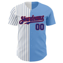 Load image into Gallery viewer, Custom Light Blue Red-Royal Pinstripe Authentic Split Fashion Baseball Jersey
