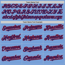 Load image into Gallery viewer, Custom Light Blue Red-Royal Pinstripe Authentic Split Fashion Baseball Jersey
