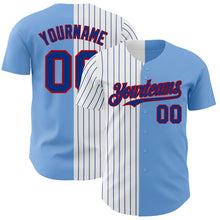 Load image into Gallery viewer, Custom Light Blue Red-Royal Pinstripe Authentic Split Fashion Baseball Jersey
