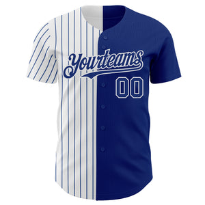 Custom Royal White-Royal Pinstripe Authentic Split Fashion Baseball Jersey