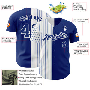 Custom Royal White-Royal Pinstripe Authentic Split Fashion Baseball Jersey