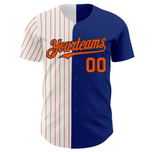 Load image into Gallery viewer, Custom Royal Black-Orange Pinstripe Authentic Split Fashion Baseball Jersey
