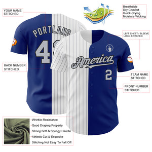 Custom Royal Black-Gray Pinstripe Authentic Split Fashion Baseball Jersey