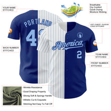 Load image into Gallery viewer, Custom Royal White-Light Blue Pinstripe Authentic Split Fashion Baseball Jersey
