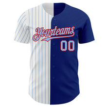 Load image into Gallery viewer, Custom Royal Red-Light Blue Pinstripe Authentic Split Fashion Baseball Jersey
