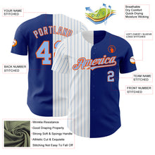 Load image into Gallery viewer, Custom Royal Orange-Light Blue Pinstripe Authentic Split Fashion Baseball Jersey
