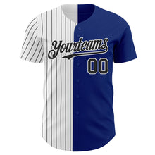 Load image into Gallery viewer, Custom Royal White-Black Pinstripe Authentic Split Fashion Baseball Jersey
