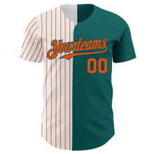 Load image into Gallery viewer, Custom Teal White-Orange Pinstripe Authentic Split Fashion Baseball Jersey
