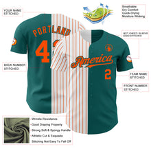 Load image into Gallery viewer, Custom Teal White-Orange Pinstripe Authentic Split Fashion Baseball Jersey
